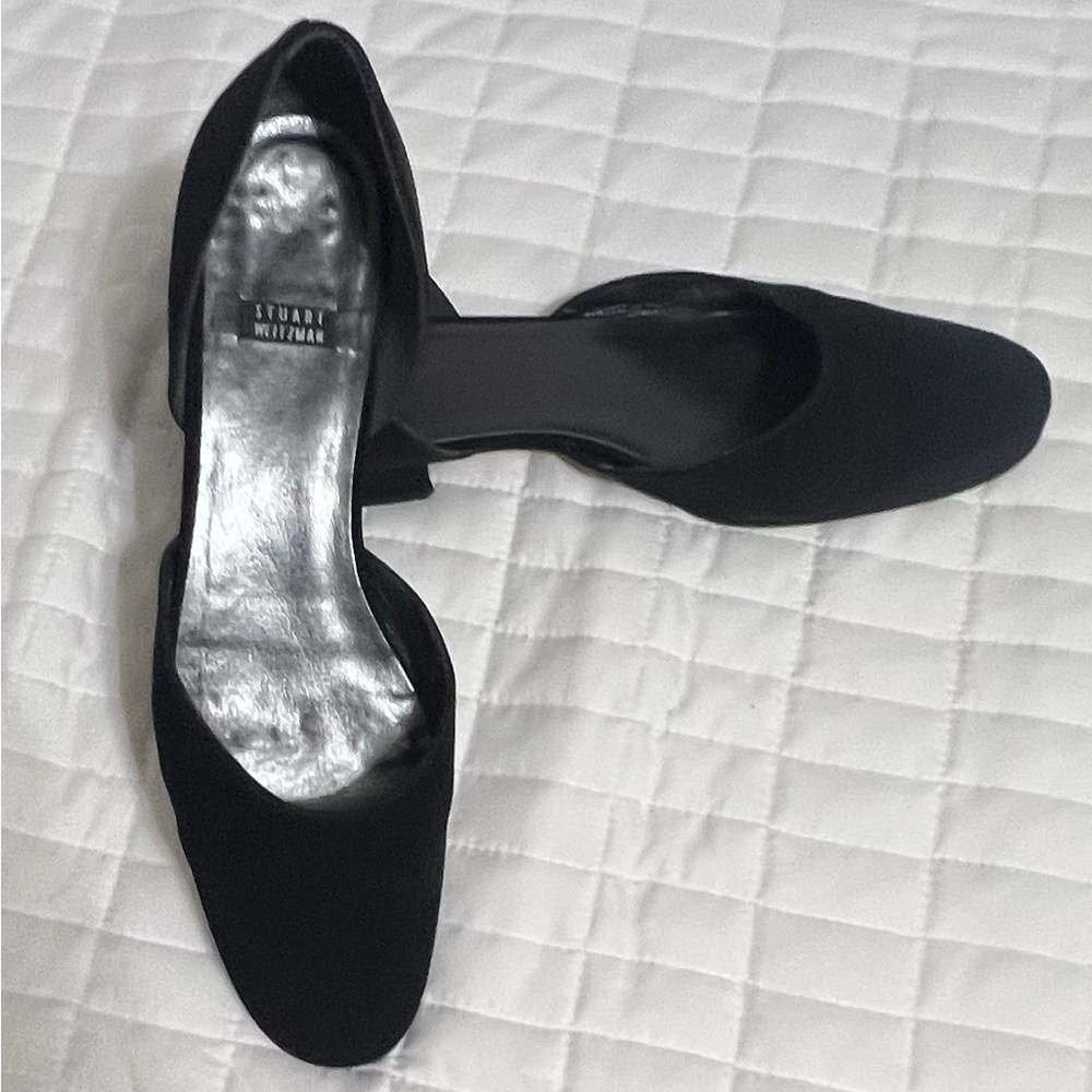 Stuart Whitman black dress flat shoe round toe Size 9 1/2 aaaa (extra slim) - Picture 2 of 8